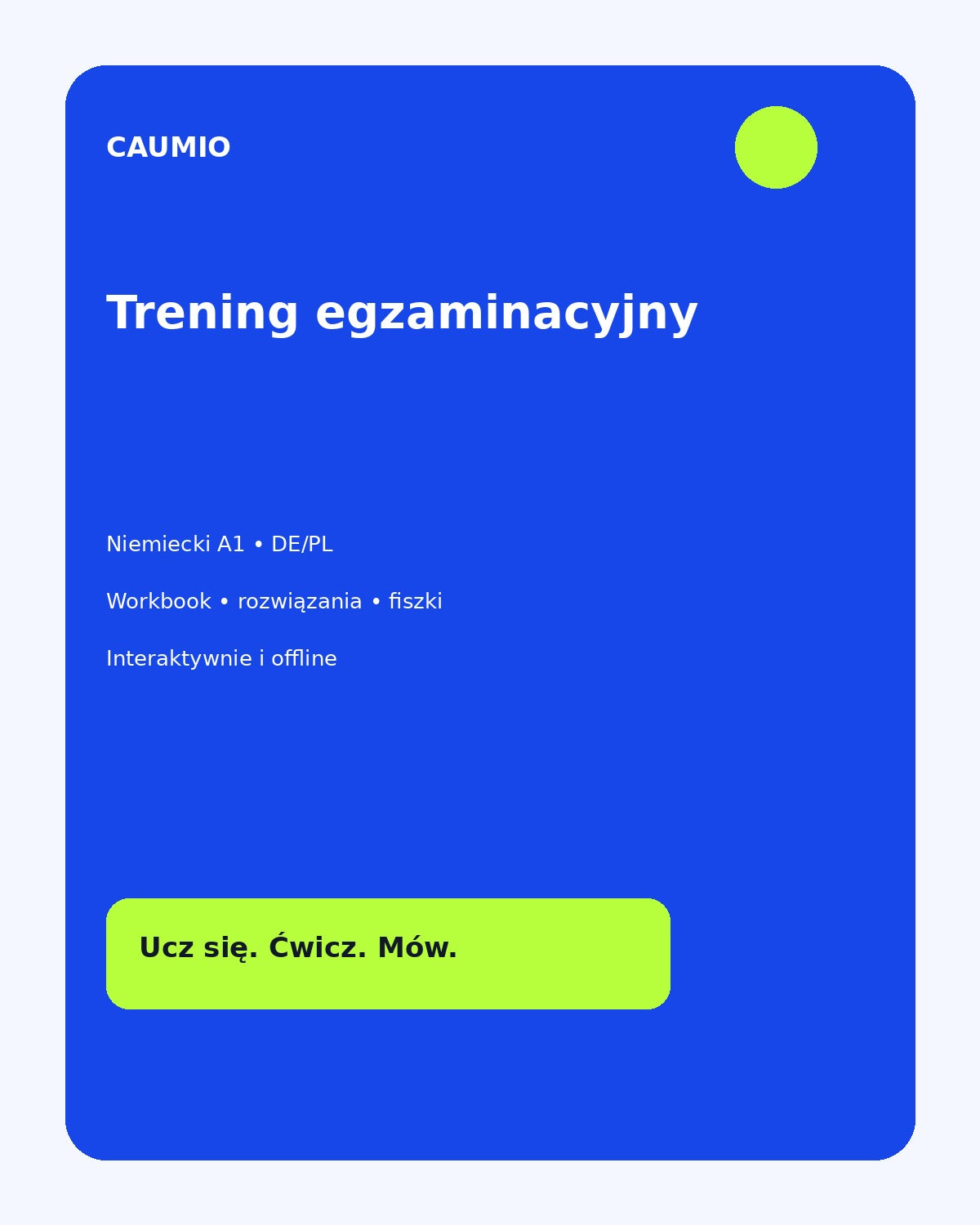 German A1 learning pack with Polish explanations – CAUMIO