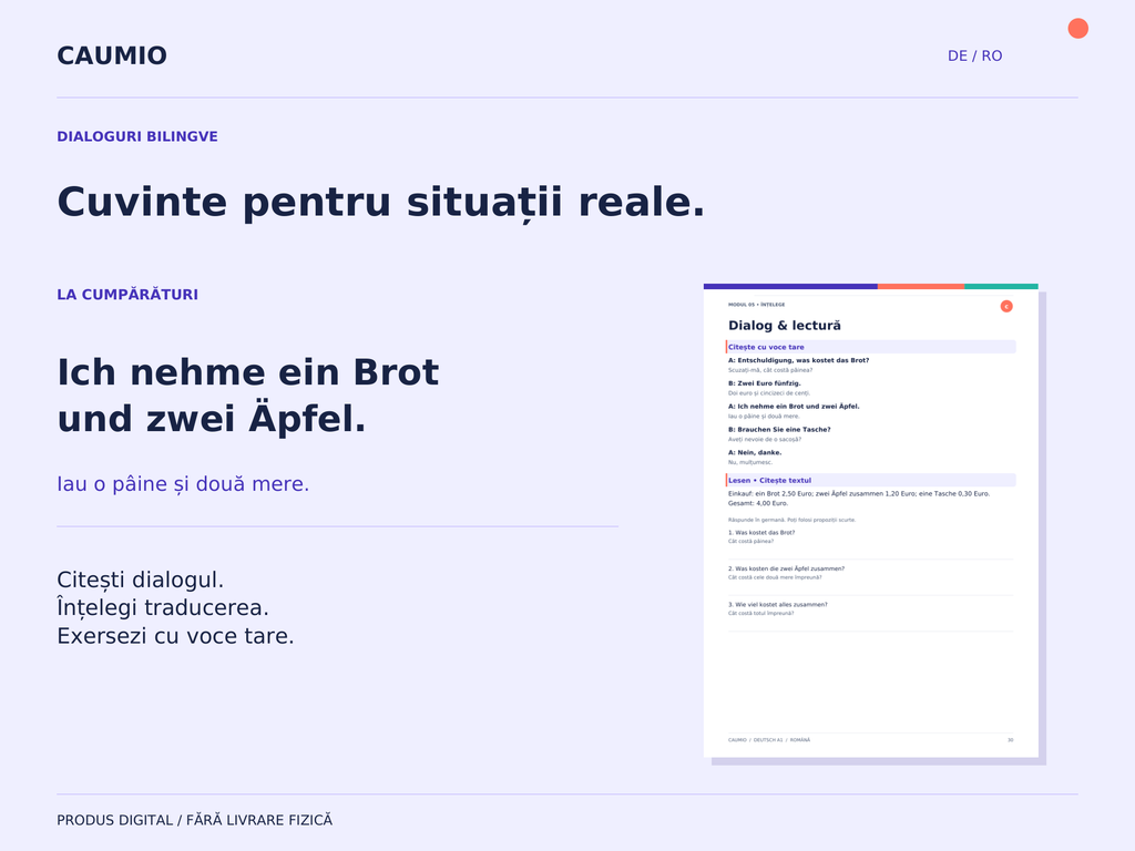 CAUMIO German A1 with Romanian explanations — Dialogue