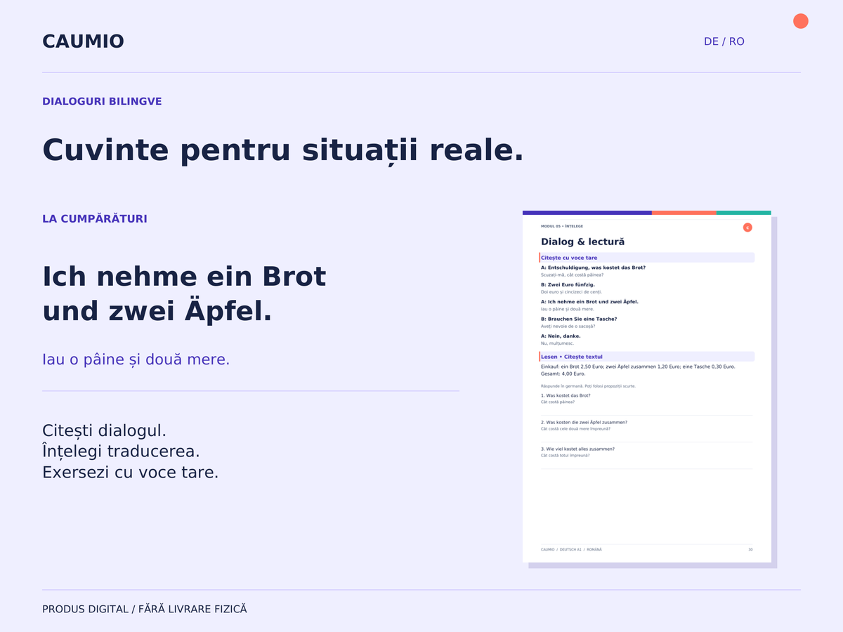 CAUMIO German A1 with Romanian explanations — Dialogue