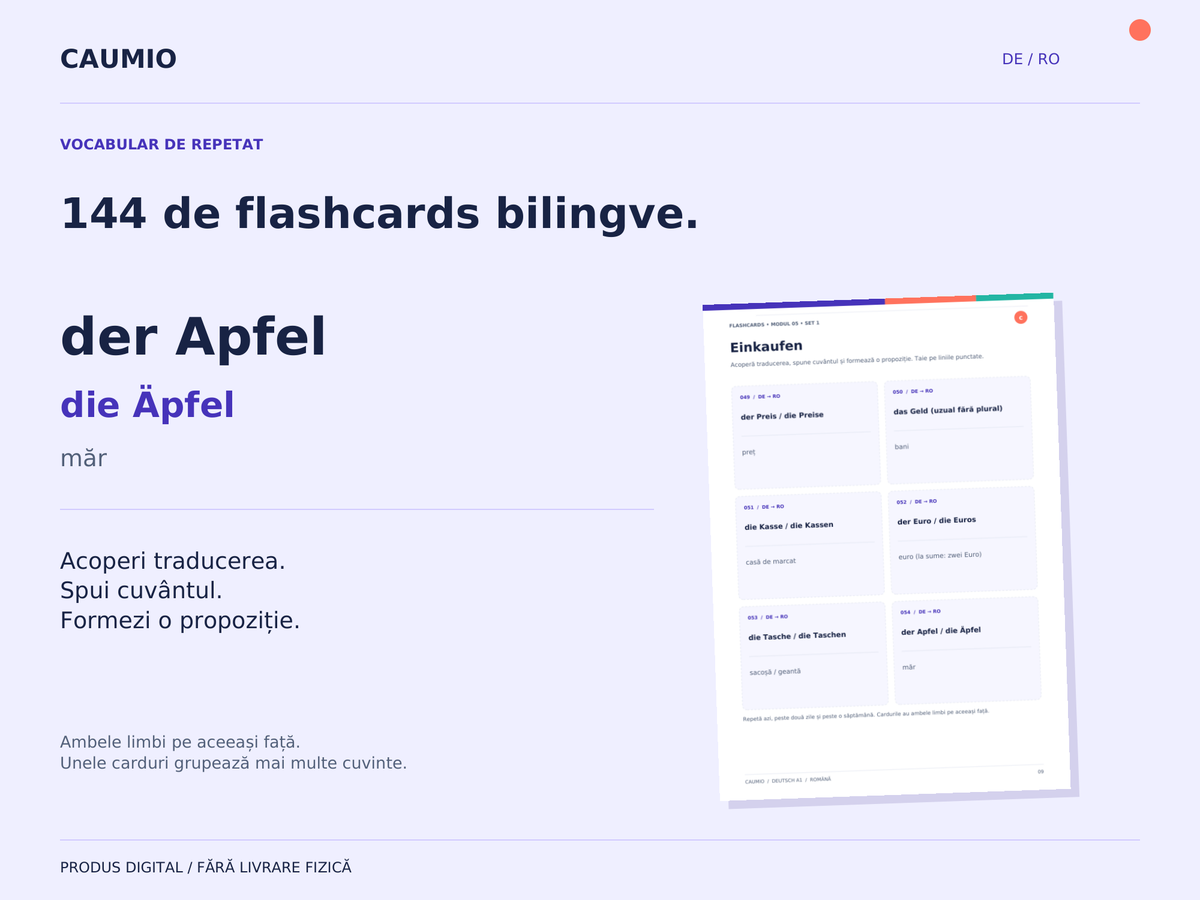 CAUMIO German A1 with Romanian explanations — Flashcards