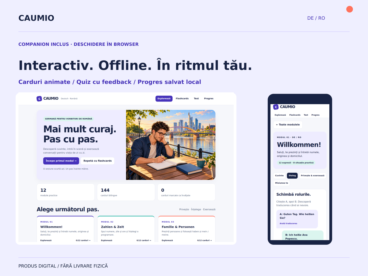 CAUMIO German A1 with Romanian explanations — Interactive