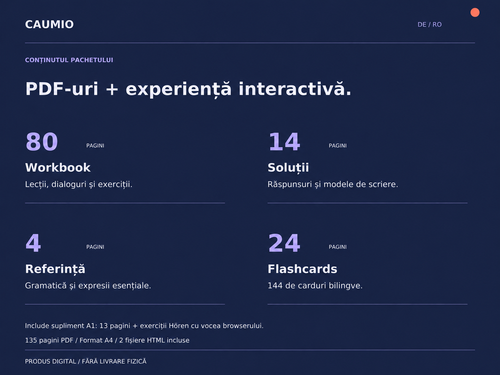 CAUMIO German A1 Romanian edition — included — updated complete pack