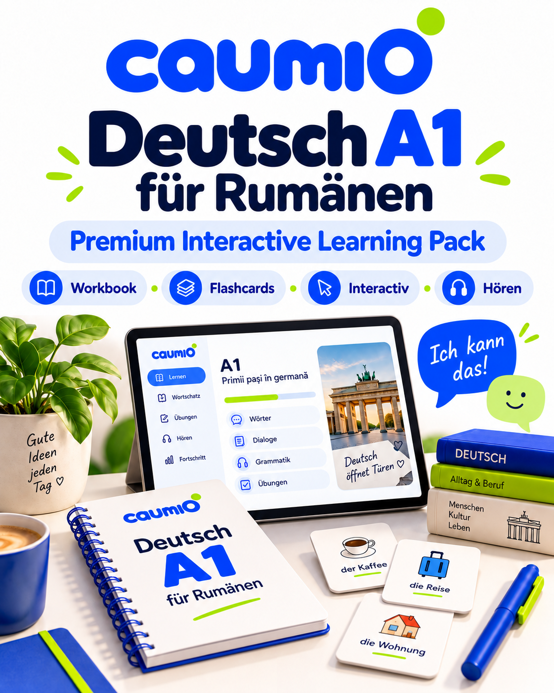 CAUMIO Deutsch A1 für Rumänen — Premium Interactive Learning Pack